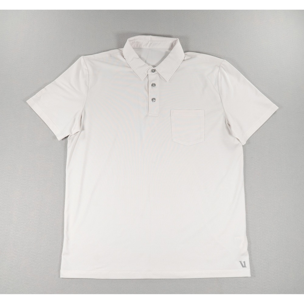 Vuori Strato Tech Polo Shirt White Performance Stretch Short Sleeve Men's M